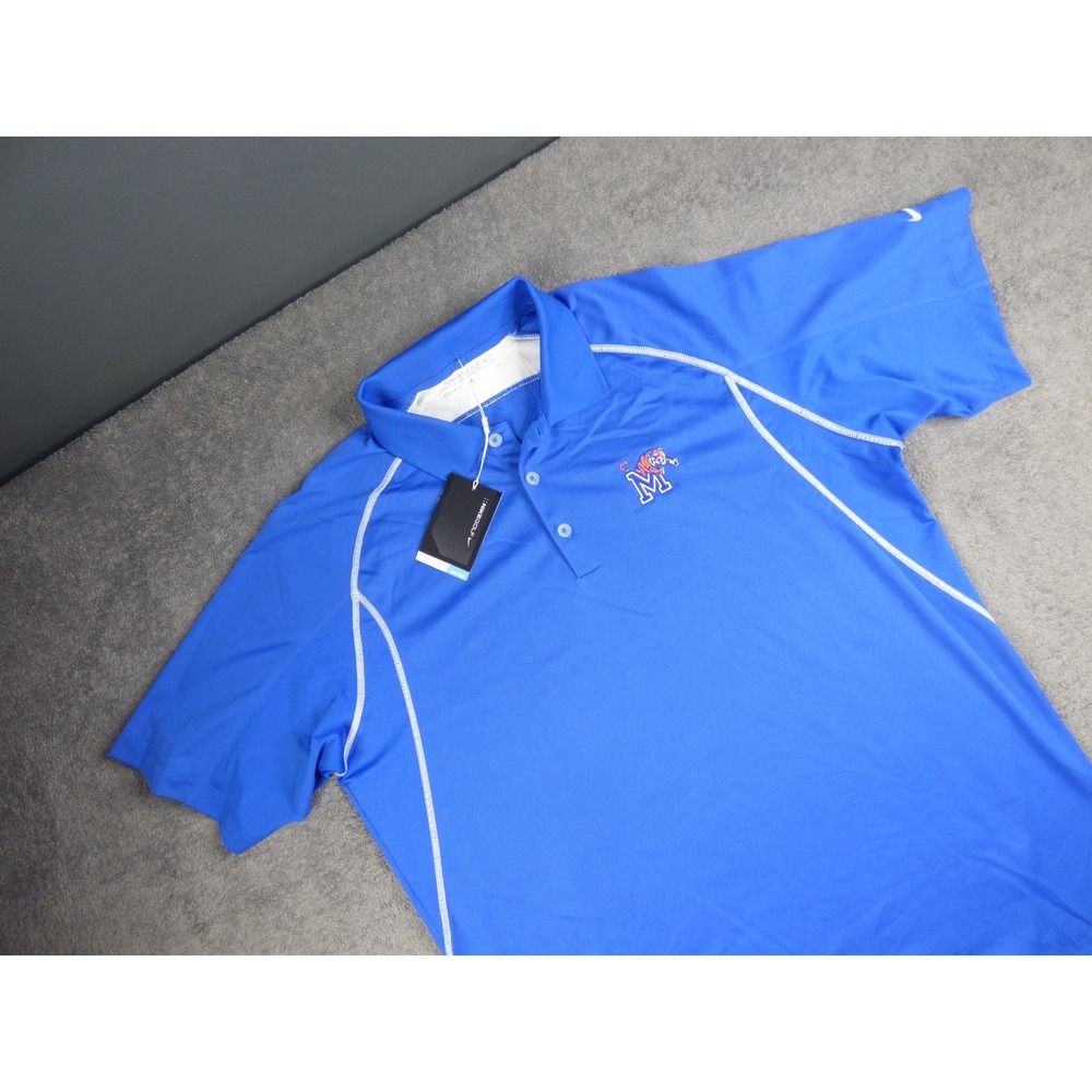 Nike Golf Mens Memphis Tigers Dri-FIT Polo Shirt Blue Large 400240-491 NWT